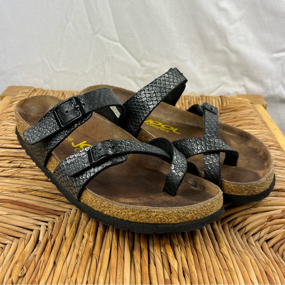 Jool‎ Kate Cork Sandal Glitter Black Pewter Sz 38